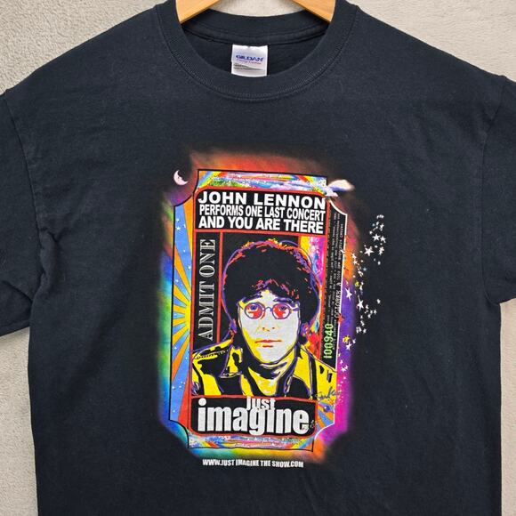 Gildan Other - Vintage John Lennon One Last Show Just Imagine Shirt Medium Black Y2K Beatles